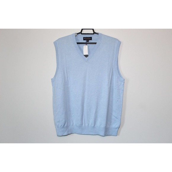 NWT Brooks Brothers Supima Cotton V-neck Sweater Vest Blue Men's Size XL H14215 - Picture 2 of 9